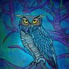 Mystic Blue Owl Art paint by number
