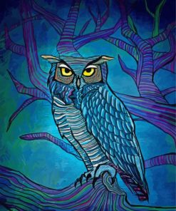 Mystic Blue Owl Art paint by number