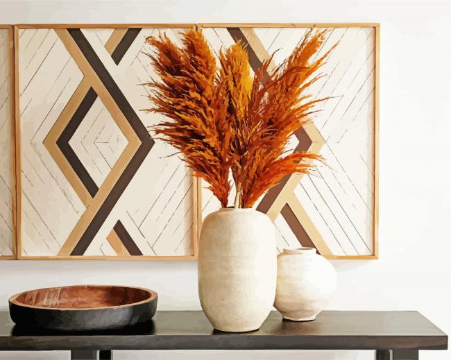 Natural Pampas In Vase paint by number