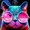 Neon Cat With Glasses paint by number
