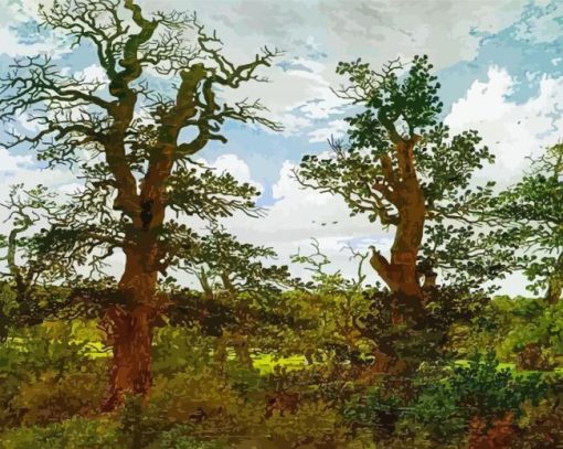 Oak Trees David Friedrich paint by number