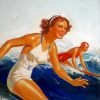 Retro Girl Surfing paint by number