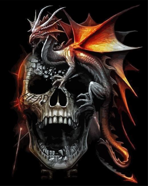 Skull And Dragon paint by number