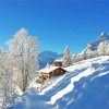 Swiss Cottage Snowy Landscape paint by number