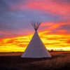 Teepee Sunset Landscape paint by number