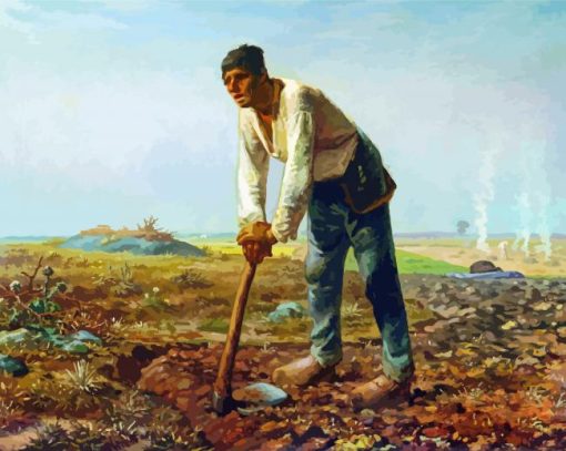 The Man With The Hoe By Jean Francois Millet paint by number