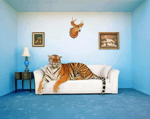 Tiger On Sofa paint by number