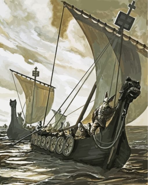 Viking Ship Art paint by number