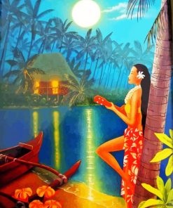 Vintage Hawaii Girl paint by number