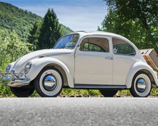 White Volkswagen Bug paint by number