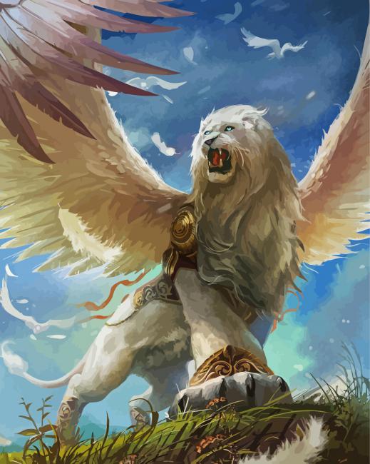 White Winged Lion paint by number