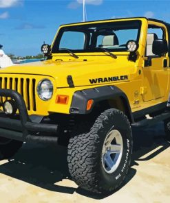 Aesthetic Yellow Jeep Wrangler paint by number