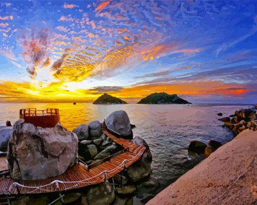 Beautiful Sunset Koh Phi Phi paint by number