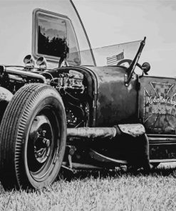 Black And White Ratrod Car paint by number