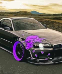 Black Nissan Skyline Car paint by number