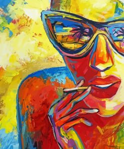 Colorful Smoking Woman paint by number