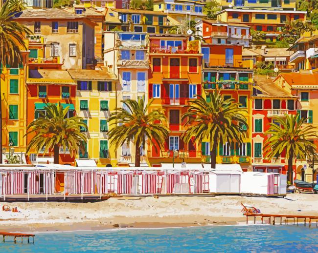 Colorful Buildings Santa Margherita paint by number