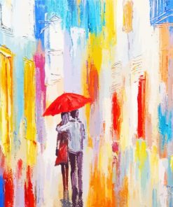 Colorful Couple In Rain paint by number