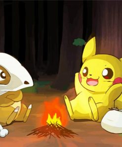 Cubone And Pikachu paint by number