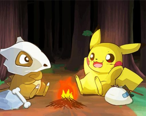 Cubone And Pikachu paint by number