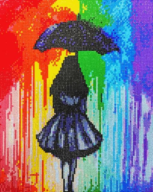 Girl With Umbrella Diamond Art paint by number