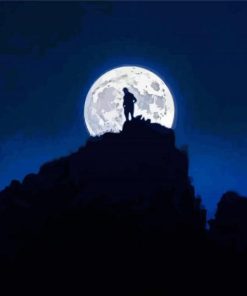 Man On The Moon Silhouette paint by number
