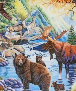 Moose Bear Deer And Animals paint by number