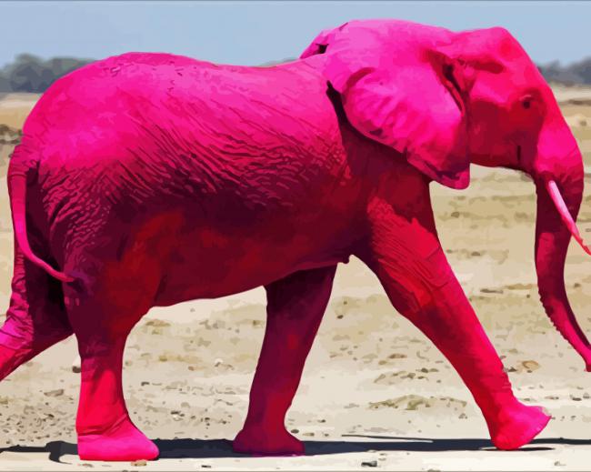 Pink Elephant paint by number