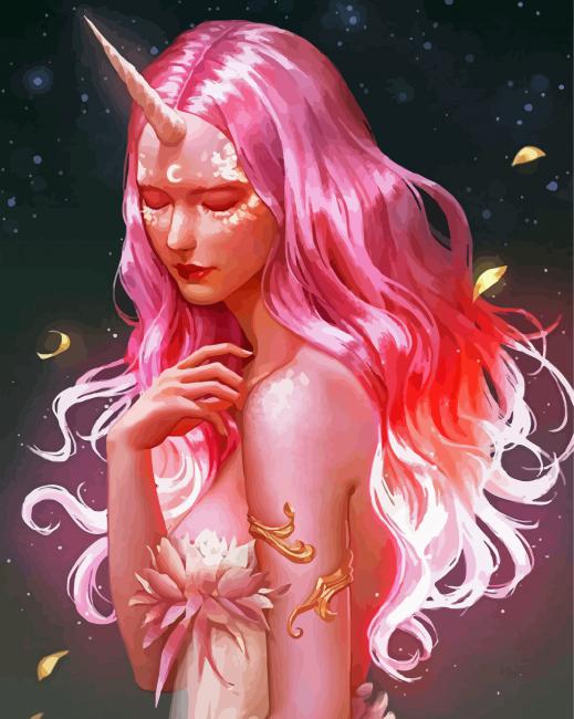 Pink Unicorn Girl paint by number