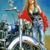 Retro Woman And Motorcycle paint by number