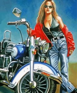 Retro Woman And Motorcycle paint by number