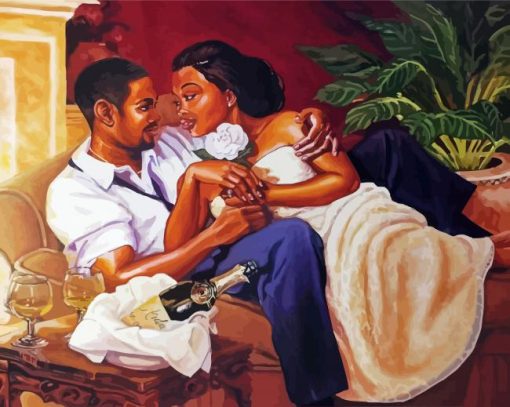 Romantic Black Couple paint by number
