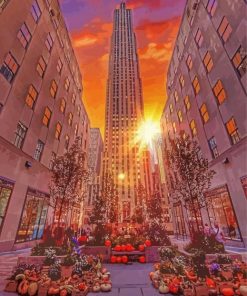 Sunset In Rockefeller Center paint by number
