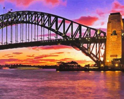 Sydney Harbour Bridge Sunset paint by number