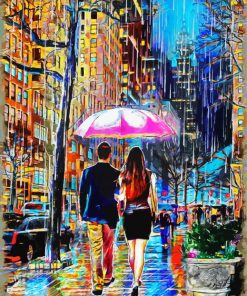 Umbrella Couple Rain Art paint by number