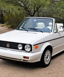 White Vw Cabriolet paint by number