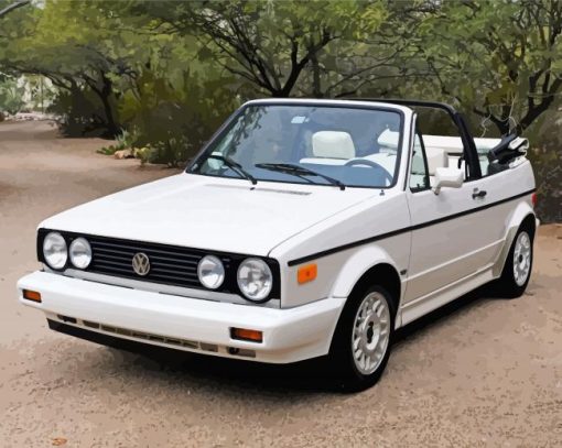 White Vw Cabriolet paint by number