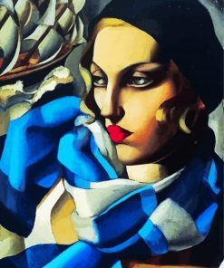 Woman With Blue Scarf Abstract paint by number