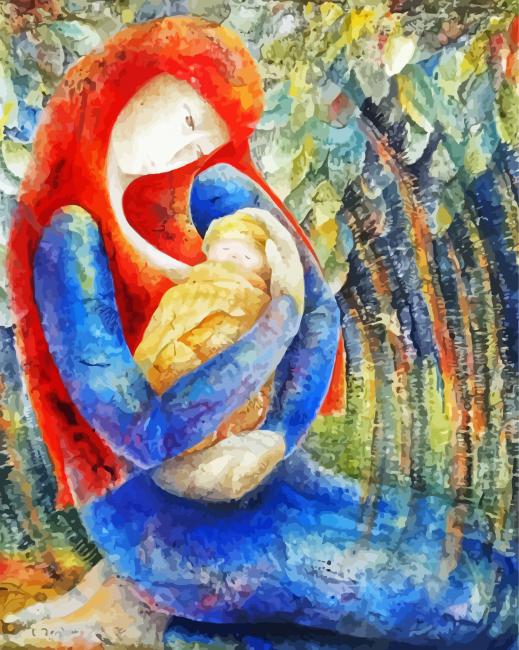 Abstract Mother And Baby paint by number