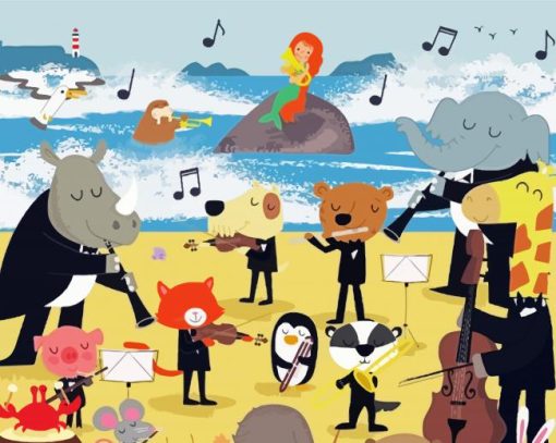 Animals Music In Beach paint by number