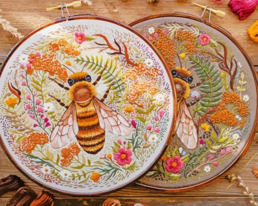 Bees Embroidery paint by number