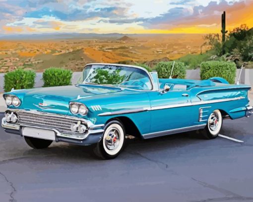 Blue 58 Chevy Impala Car paint by number