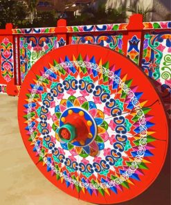 Colorful Costa Rican Ox Cart Wheel paint by number