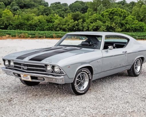 Grey 1969 Chevy Chevelle paint by number