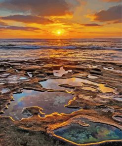 La Jolla Tide Pools At Sunset paint by number