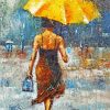 Lady With Yellow Umbrella Abstract Art paint by number