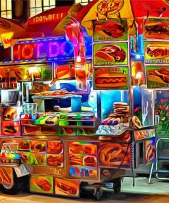 NY Hot Dog Stand Art paint by number