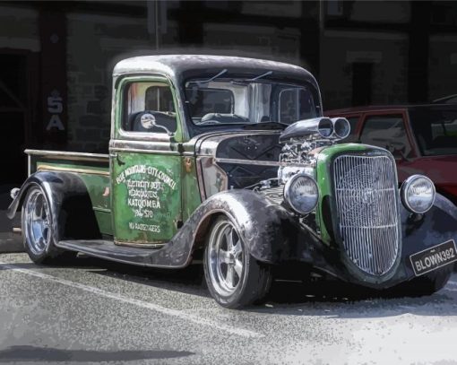 Old 1937 Ford Pickup paint by number