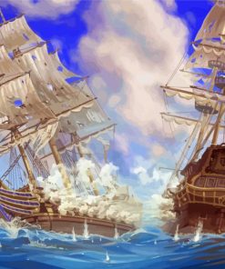 Sea Battle Ships Art paint by number