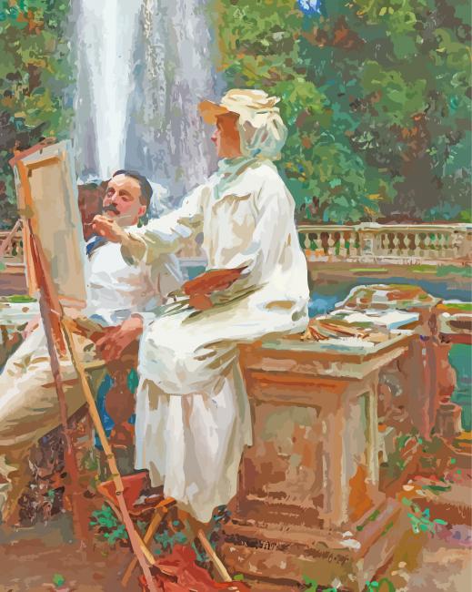 The Fountain Villa Torlonia John Sargent Art paint by number